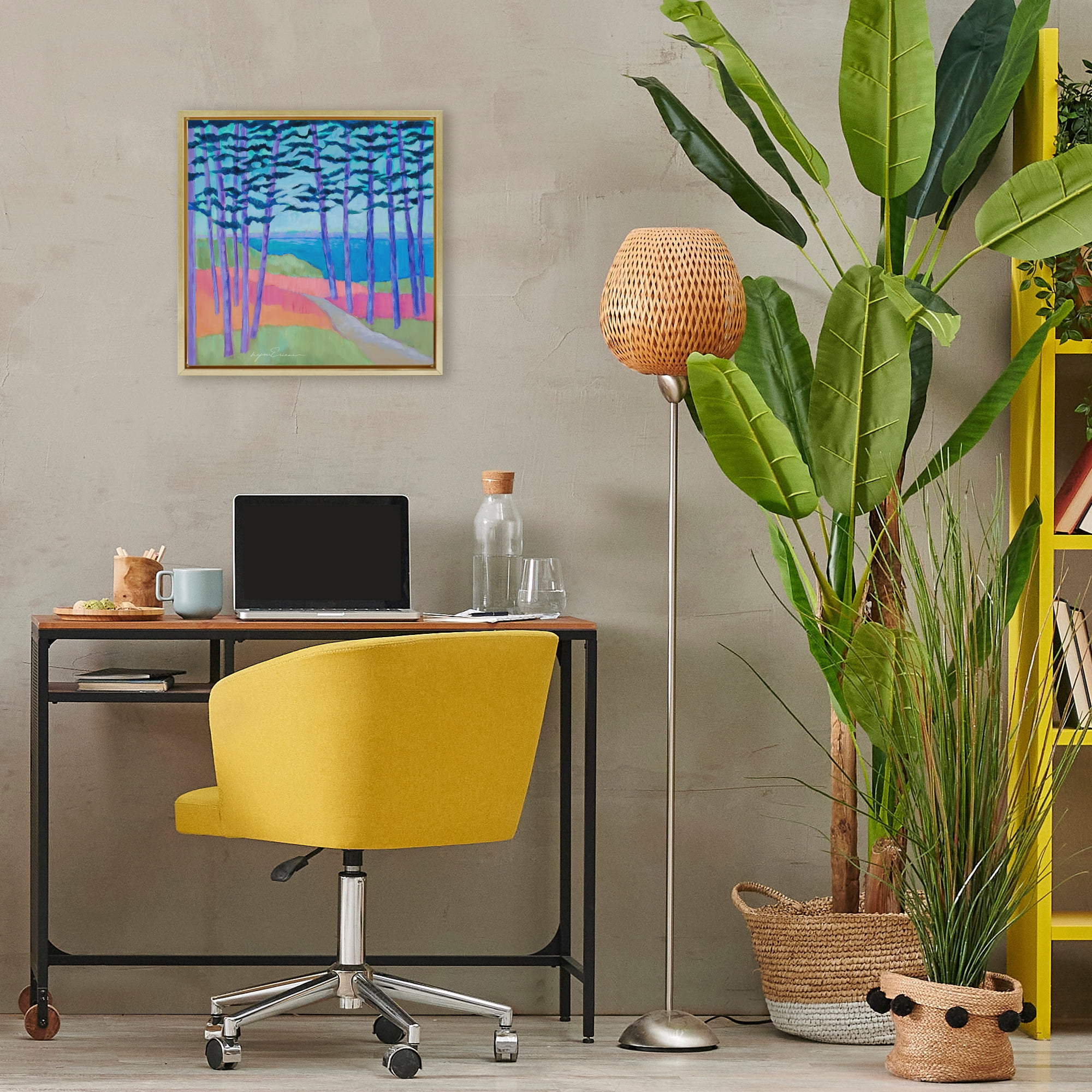 Stupell Industries Razzle Dazzle Forest Scene Gold Framed Floater Canvas Wall Art, design by Lynn Ericson Fine Art