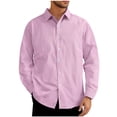 thumbnail image 2 of Blusa y camisa de manga larga con cuello vuelto para hombre, blusa informal de moda a rayas con botones de solapa, blusa de manga larga, blusa de poliéster para hombre, 2 of 5