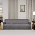 thumbnail image 2 of Reversible Quilted 4 Seater Sofa Cover, Water Resistant Furniture Protector, Washable Couch Cover with Non Slip Foam and Elastic Straps for Kids, Dogs, Pets (XX Large, Gray/Light Gray), 2 of 7