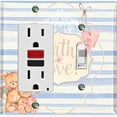 thumbnail image 1 of Metal Light Switch Wall Plate Outlet Cover (2 Teddy Bears With Love Heart Balloon Flower Blue Stripes - Single Rocker Single Toggle), 1 of 2