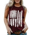 thumbnail image 2 of OAVQHLG3B Patriotic Shirts 4th of July Outfits for Women American Flag T Shirt Summer Tops for Women Casual Loose Round Neck Sleeveless Tank Tops, 2 of 5