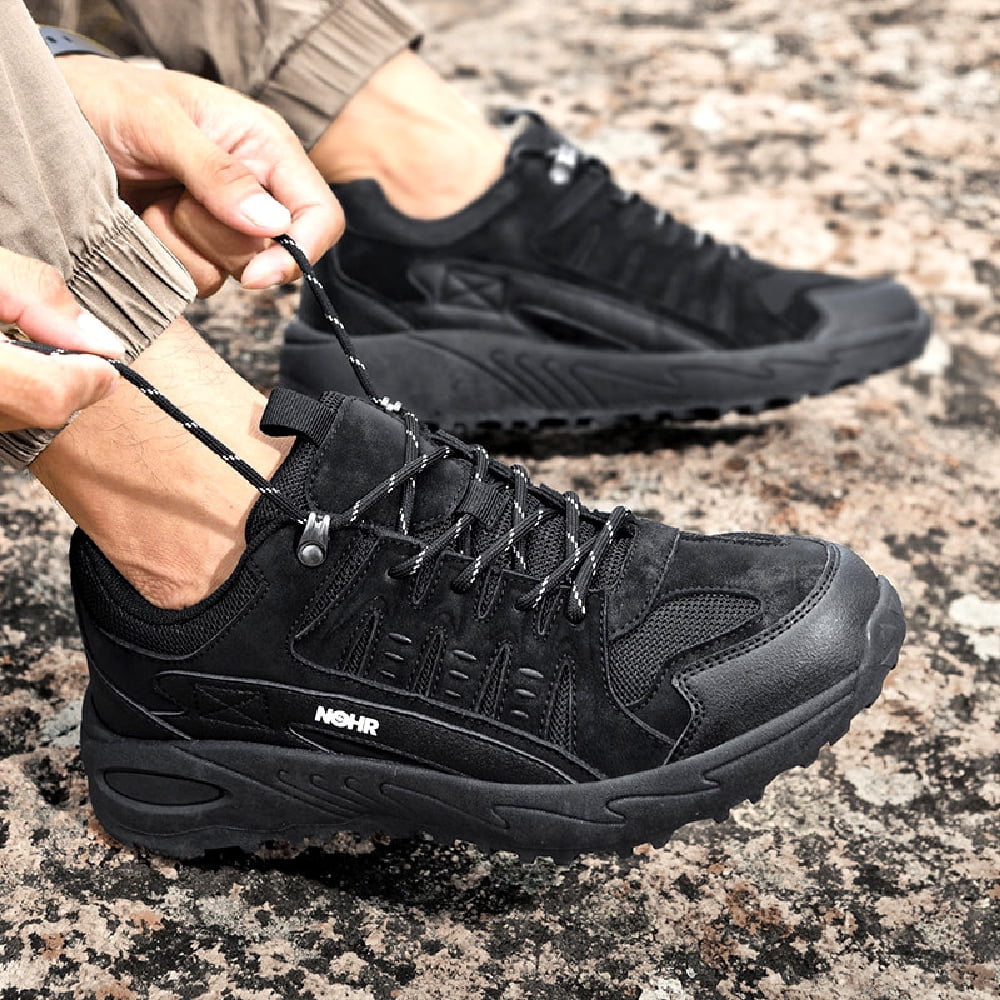 Mens Hiking Shoes Outdoor Lightweight Non-slip Breathable Sneakers Trekking Waterproof Comfortable Off-Road Shoes Black 9.5 US