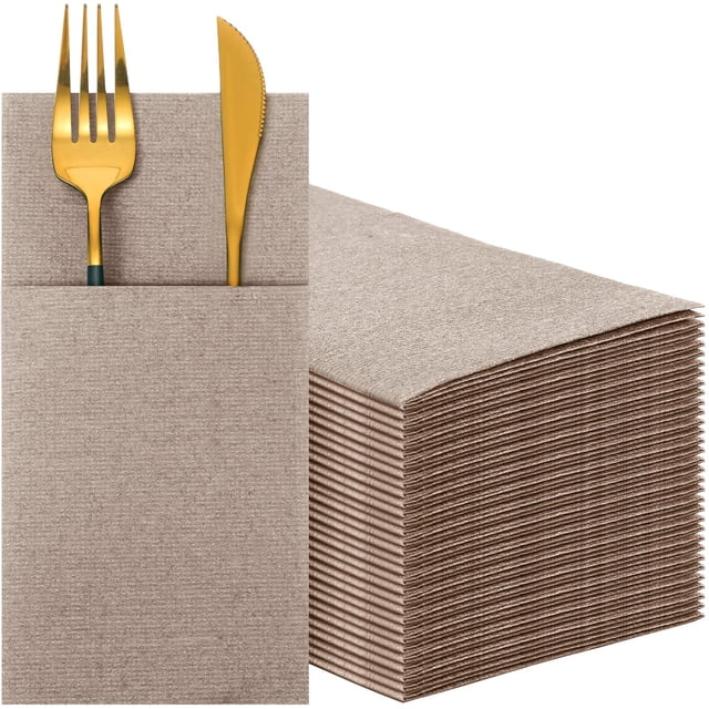 Cindeer 150 Servilletas Desechables con Textura de Lino y Bolsillo 20x10 cm