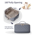 thumbnail image 7 of Travel Makeup Bag Cosmetic Bag Toiletry Bag for Women, Wide Open Organizer Pouch with Divider and Handle Portable Quilted Open Flat, Dusty Gray, 7 of 7