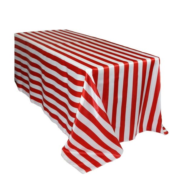 Your Chair Covers 90 X 156 Inch Rectangular Satin Tablecloth Red White Striped Walmart Com Walmart Com