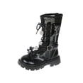 thumbnail image 2 of Cethrio Little Girls Riding Boots, Non-Slip Breathable Casual Lace-up Mid Calf Boots Black Size 11(Little Kids), 2 of 8