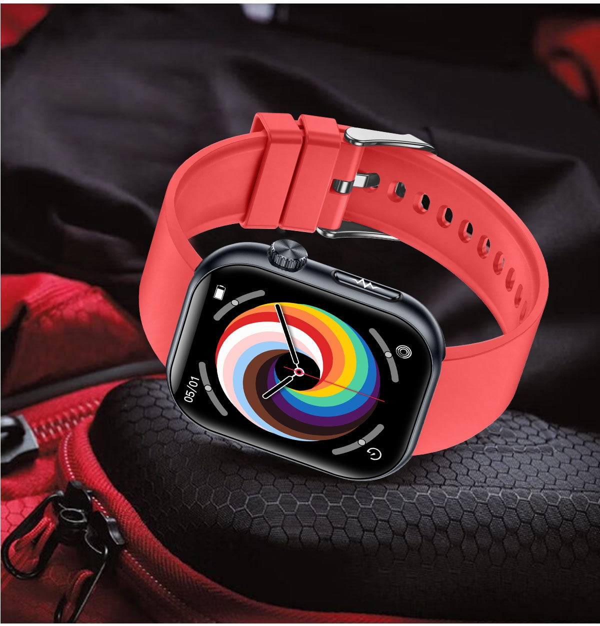 Laatikui ET587 smart watch, Bluetooth GPS men and women sports waterproof mode, .1.96-inch fitness exercise tracker, call/smart reminder