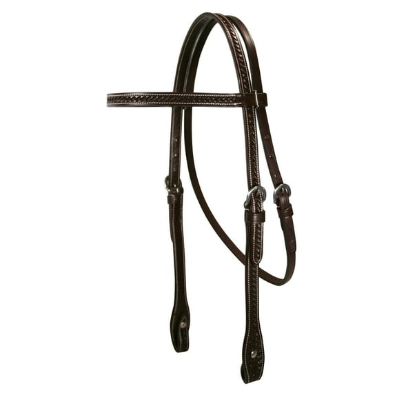 Tahoe Basket Weave Browband Headstall USA Leather - Dark Oil