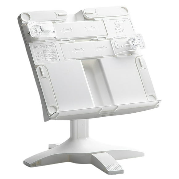 Adjustable Book Holder with Page Clip – Hands-Free Reading Stand for Textbooks, Tablets, Sheet Music, Ergonomic & Foldable Design White