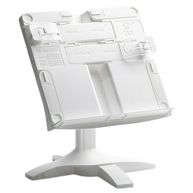 Adjustable Book Holder Stand, Hands-Free Page Clip Reading Rest for Books, Music Sheets, Or Tablets, Ergonomic Design White