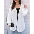 thumbnail image 5 of Osfvolr Women'S V-Neck Open Front Chunky Cardigan Lantern Long Sleeve Oversized Knit Outwear with Pocket White One Size, 5 of 8