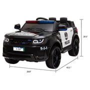 Zimtown Kids Ride On Car Police Electric Car Double Drive 12V Battery Motorized Vehicles Childrens Toy Car Safe w/ Remote Control, 3 Speeds, Music, Seat Belts, LED Lights