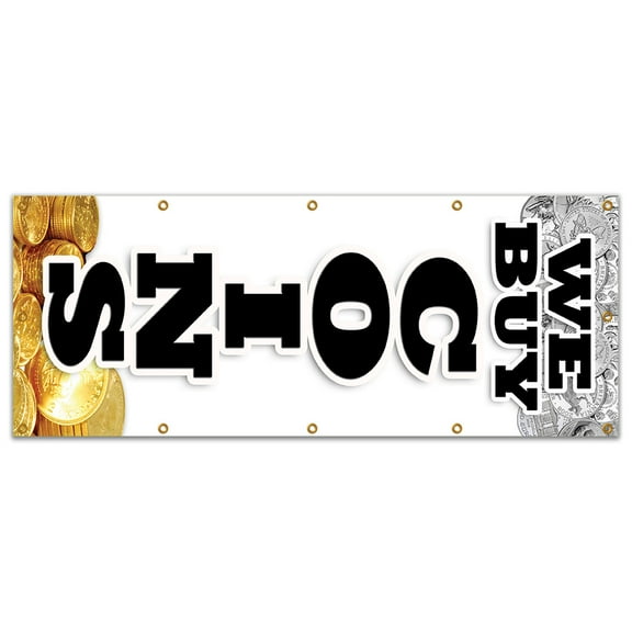 48"x120" WE BUY COINS VERTICAL BANNER silver gold sell rare cash bullion diamond