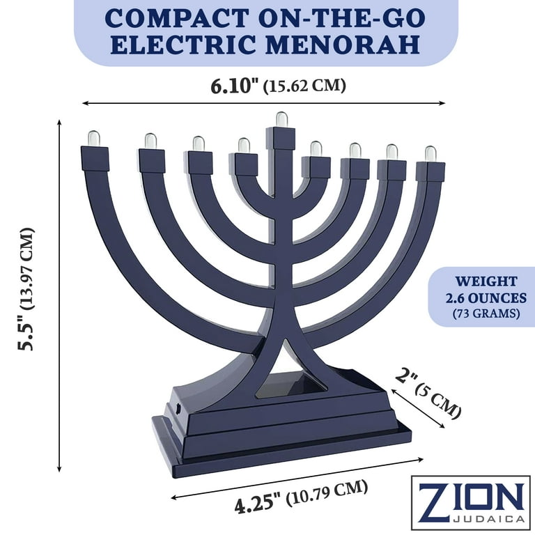 Zion Judaica Mini LED Hanukkah Menorah Battery or USB Operated