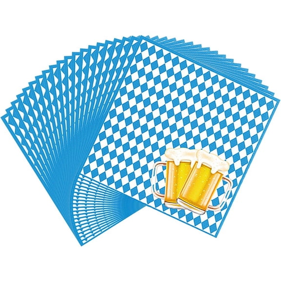 Wiywef 20Pcs/Set Beer Pattern Napkins Oktoberfest Decorative Napkins Disposable Paper Napkins Table Decoration Festival Supplies