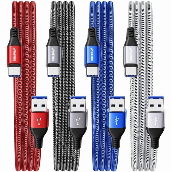 Quyaojz USB Type C Cable 3A Fast Charging(3ft 4Pack), USB to USB C Cable Nylon Braided Type C Charger Cord for iPhone 15 , Samsung Galaxy S10 FE S9 S20 S21 S22 S23  S24 Ultra, A20 A50 A70, LG, Moto