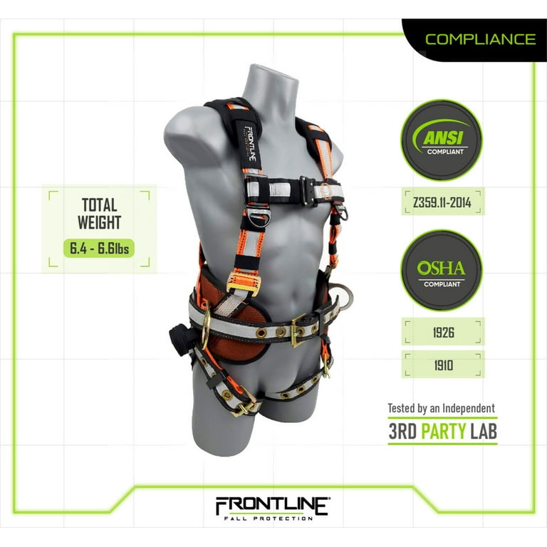 Frontline 100CTB Combat™ Construction Full Body Harness with Tongue Buckle  Legs and Trauma Straps - Frontline