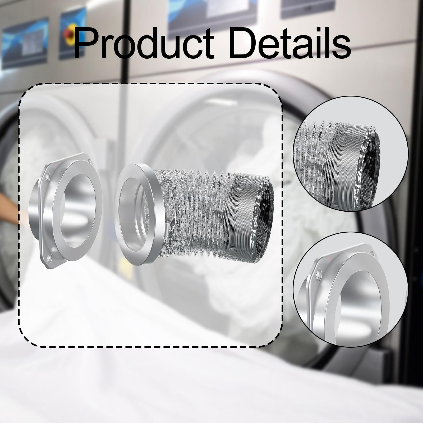 Dryer Vent Connector Coupling Kit Equipment Accessory with Airtight Seal for 4 Inch Diameter Hose Wall Vents