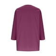thumbnail image 4 of Chbgutlmr Womens 3/4 Sleeve Tops Plus Size V Neck Loose Lightweight Blouses Side Split Trendy Clothes, 4 of 7
