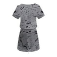 thumbnail image 5 of XuJwPNcy Dresses for Women Summer V Neck Short Sleeve Mini Dress Drawstring Waist Short Sundresses with Pockets, 5 of 5