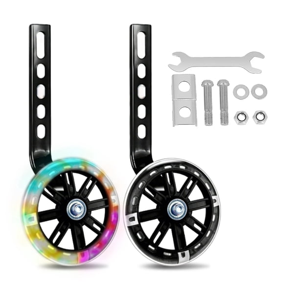 Flash Training Wheels, 1 Pair Training Wheels for 12 14 16 18 20 Inch Bicycle Assist Safety