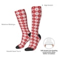 thumbnail image 5 of Picia Women Crew Soft Moisture-wicking Socks Red Plaid Daisy Pattern Design Cotton Socks, One Size fit All, 5 of 9