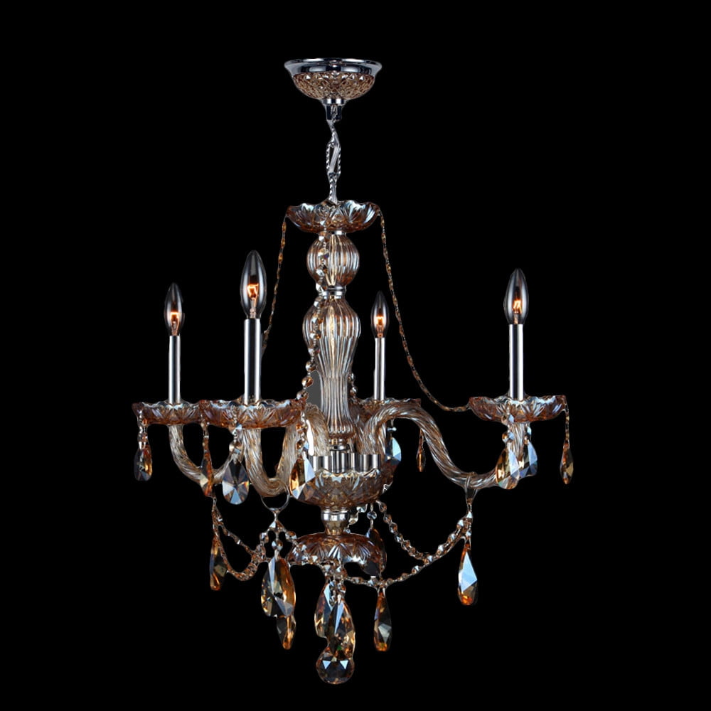 Provence Collection 4 Light Chrome Finish and Amber Crystal Chandelier 23