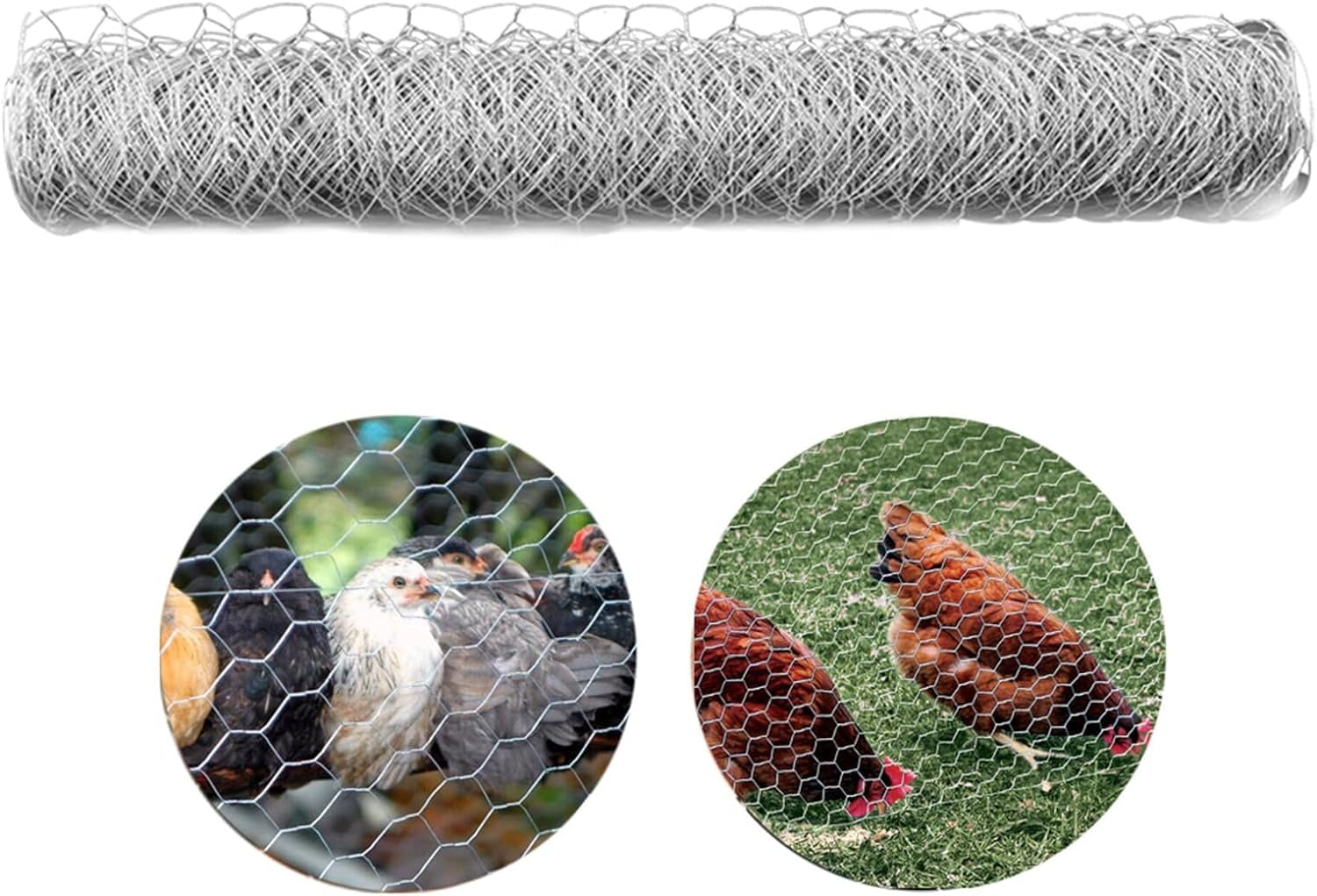 OTTULUR Hexagonal Galvanized Poultry Net - Chicken Wire Metal Mesh Fencing with Rabbits Pets Dog Vegetable Garden Fencing Backyard Raised Flower (48in x 150ft)