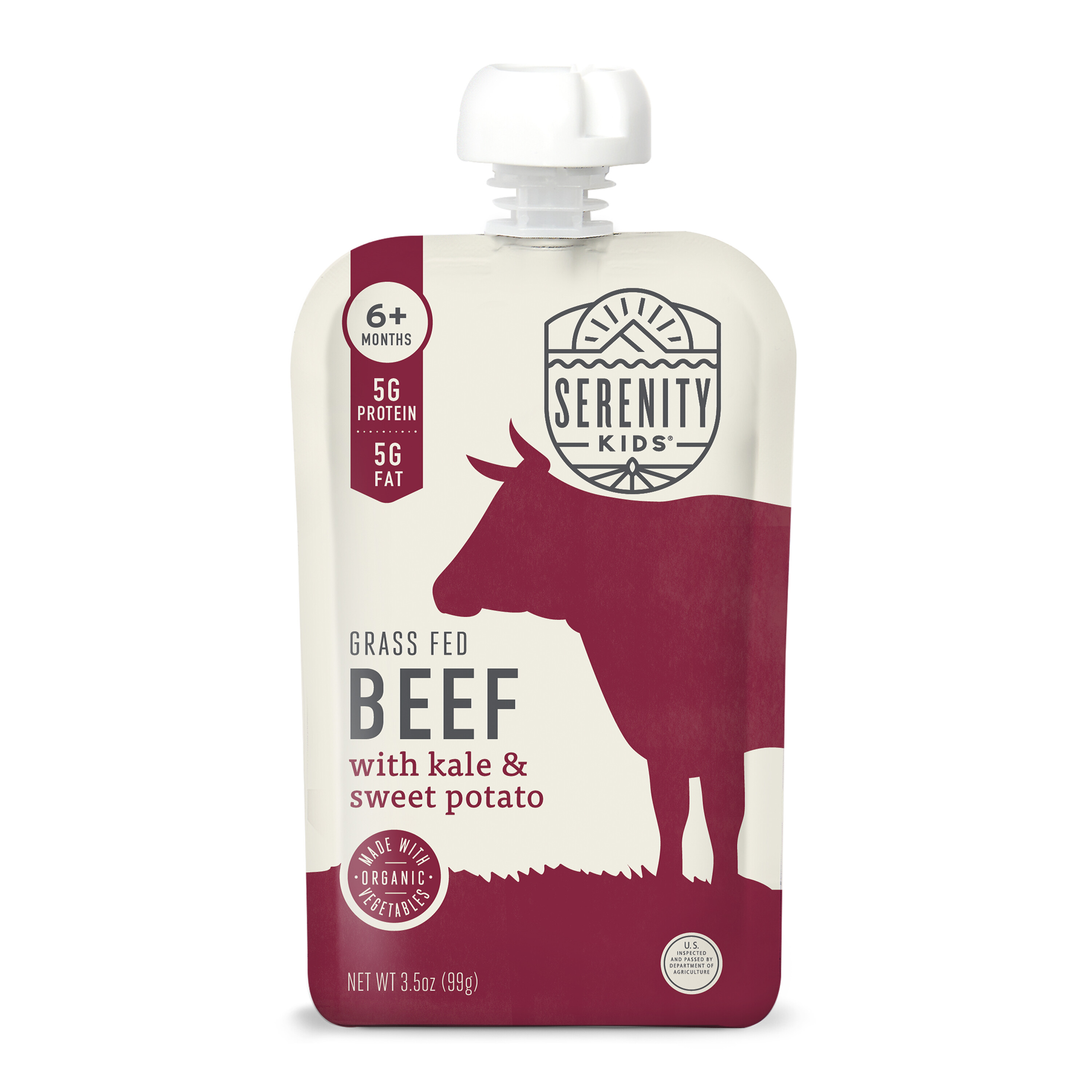 Serenity Kids Organic Grass Fed Beef, Kale & Sweet Potato Stage 2 Baby Food, 3.5 oz