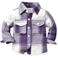 thumbnail image 6 of Ougyinr Toddler Kids Plaid Flannel Shirts Jacket for Boys Girls Long Sleeve Lapel Button Down  Fall Top Outerwear for Kids, 6 of 8