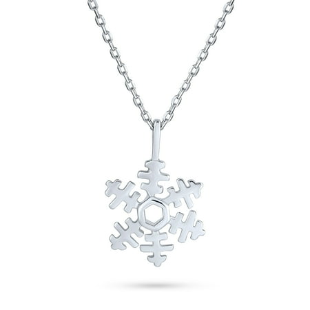 Holiday Party Frozen Winter Snowflake Pendant Necklace For Women For Teen 925 Sterling Silver With Chain