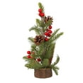 thumbnail image 2 of Deago 11.8" Small Artificial Mini Tabletop Christmas Tree Decorations with Holiday Ornaments Red Berry Pine Cone Greenery for Xmas Party Home Office Room Decor, 2 of 9