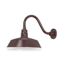 14in. Architectural Bronze Outdoor Gooseneck Barn Light Fixture With 14.5 in. Long Extension Arm - Wall Sconce Farmhouse, Vintage, Antique Style - UL Listed - 9W 900lm A19 LED Bulb (5000K Cool White)