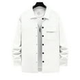 thumbnail image 4 of Men's Fashion Jacket Solid Color Lapel Pocket Button Front Long Sleeve Lightweight Casual Fall Top, 4 of 9