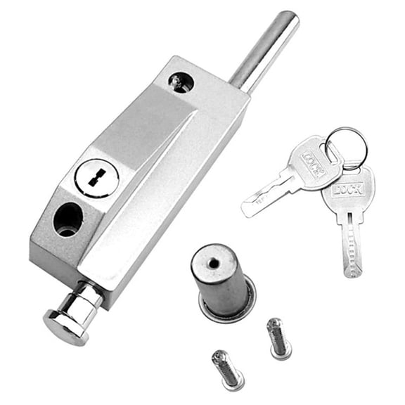 Sliding Door Lock for Window Glass Patio Doors Silver Auxiliary Security Mortise