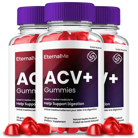(3 Pack) EternalMe ACV Gummies, Apple Cider Vinegar, Max Strength, 3 Month Supply Dietary Supplement, Made in USA