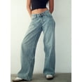 thumbnail image 4 of Women's Wide Leg Boyfriend Jeans Wide Straight Leg Denim Pants Low Rise Baggy Jeans Casual Loose Jeans, 4 of 7