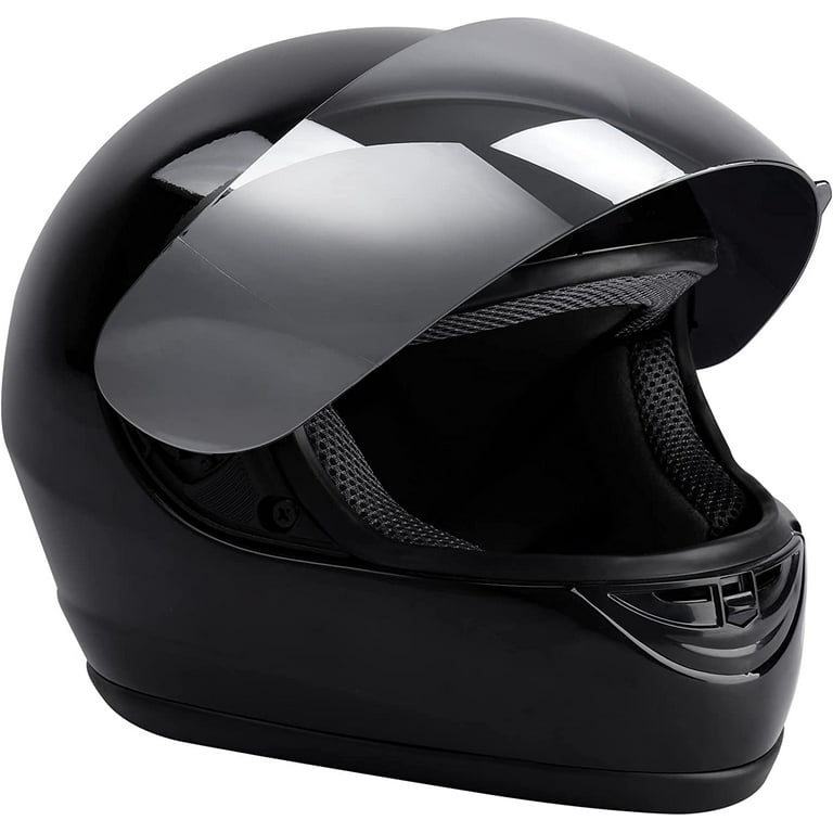 GLX GX11 Compact Lightweight Full Face Motorcycle Street Bike Helmet with Extra Tinted Visor Dot Approved (Matte Black Large)