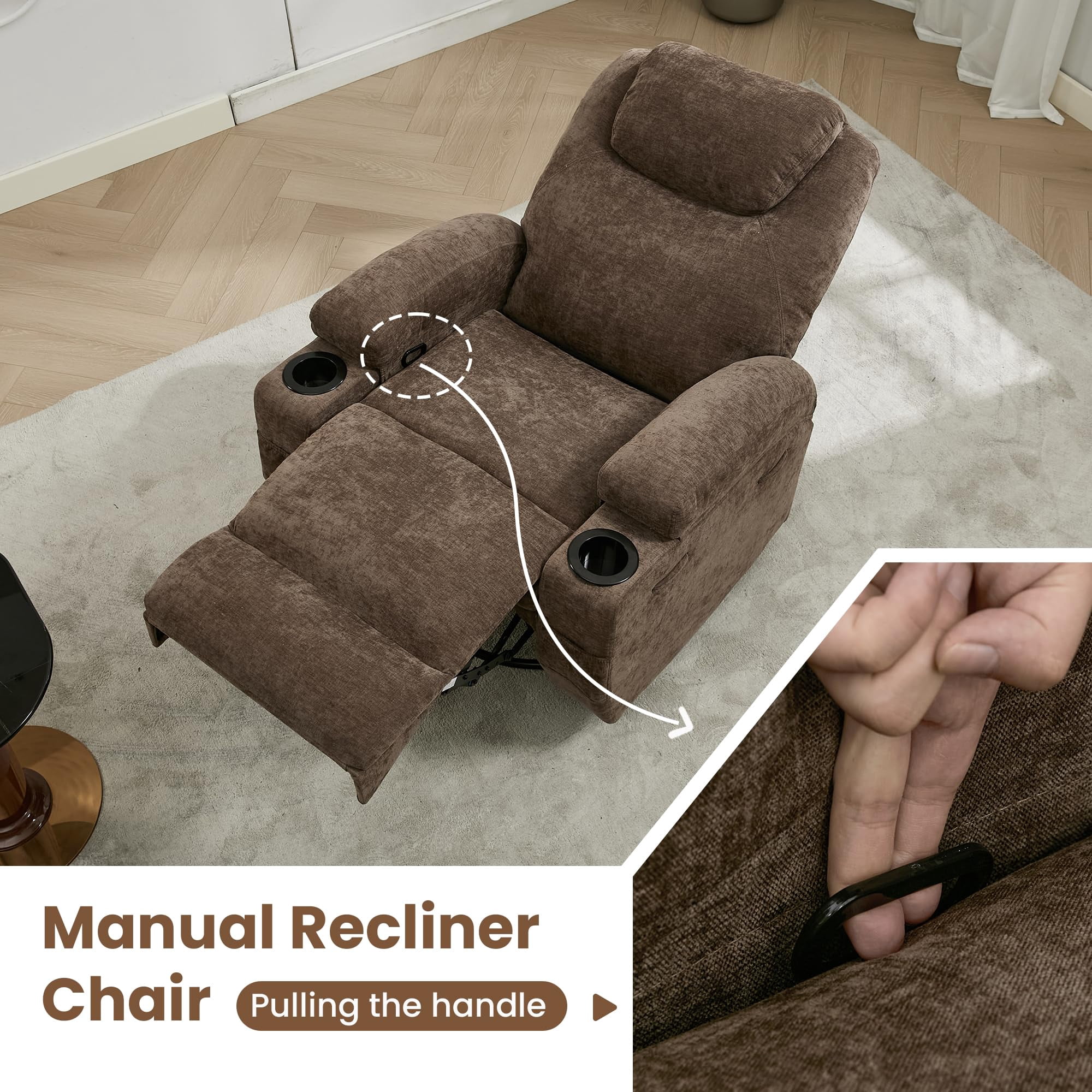 Recliner Chair, 360 Swivel Rocker Recliner Chair for Adults with Massage and Heat, Electric Glider Rocking Chairs for Living Room, Nursery