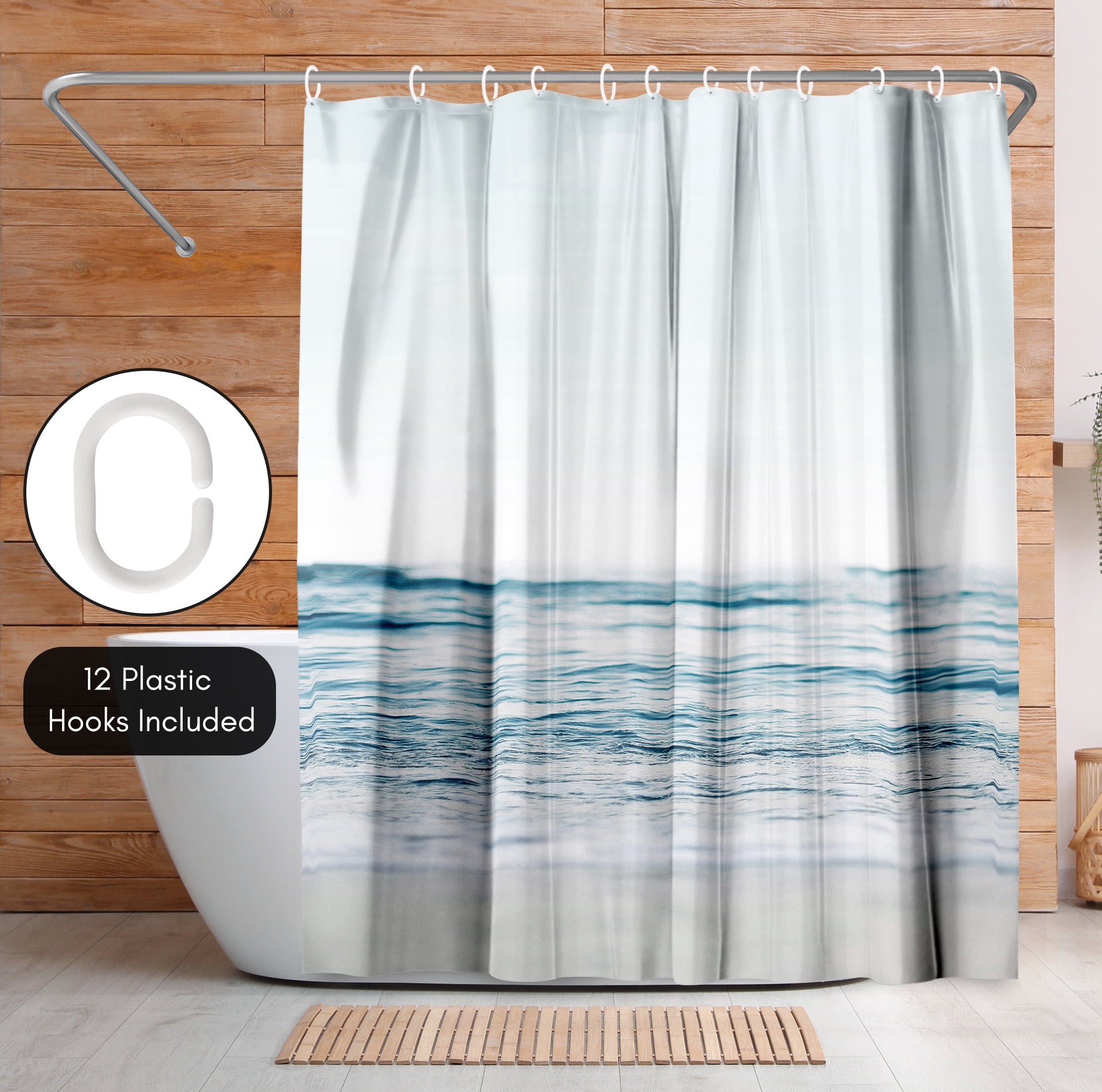 Americanflat 71x74 Blue Wave and Sand Shower Curtain - 100% Polyester Shower Curtain