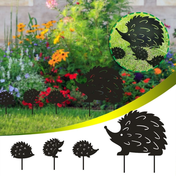 XWSHYW Decoraciones para El Hogar Cuatro Pequeños Erizos Enchufables para Decoración de Jardín Al Aire Libre con Arte de Hierro