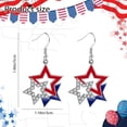 thumbnail image 2 of Red White Blue Earrings July 4th Independence Day Earrings American Flag Five Pointed Star Earrings Dangle Earrings For Women Independence Day, 2 of 9