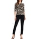 thumbnail image 2 of Camiseta básica de ajuste slim con cuello redondo y mangas de codo para mujeres INSPIRE CHIC, camiseta casual impresa L color café-animal, 2 of 6