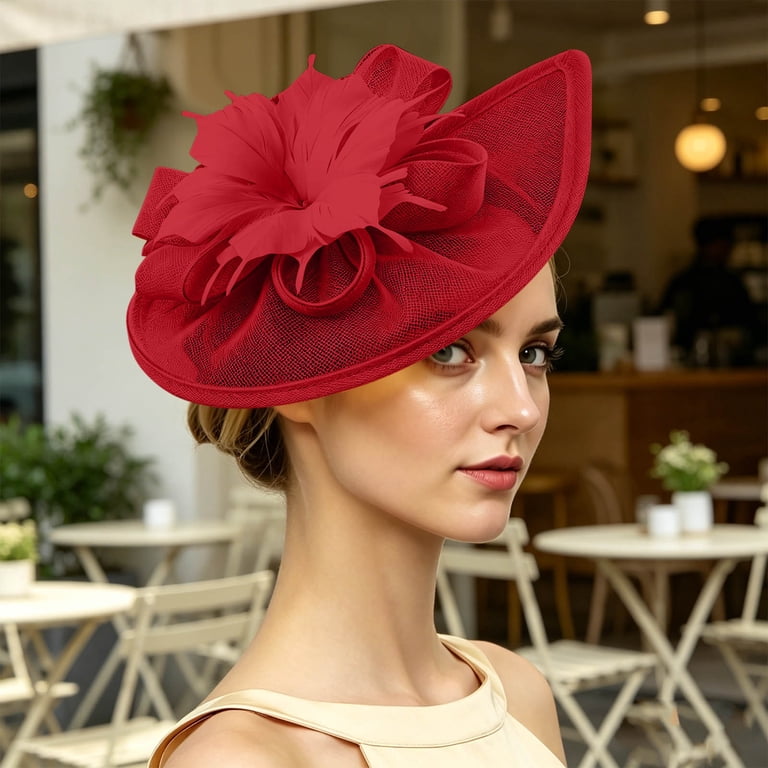 Adjustable Fascinator Hat with Feathers and Flowers for Special Occasions Puff Fascinator main image 4