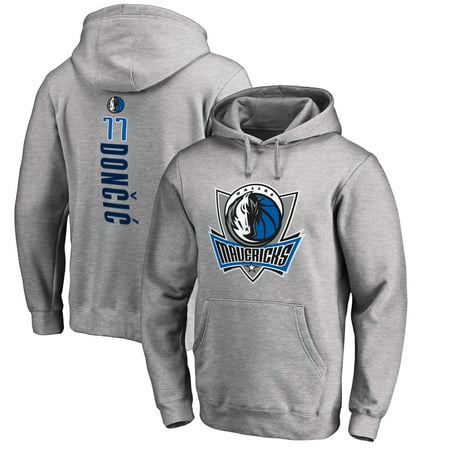 Men's Fanatics Branded Luka Doncic Heather Gray Dallas Mavericks Backer Pullover Hoodie
