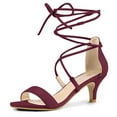thumbnail image 1 of BLISSFUL STEP Women's Open Toe Kitten Heel Lace Up Sandals, 1 of 6