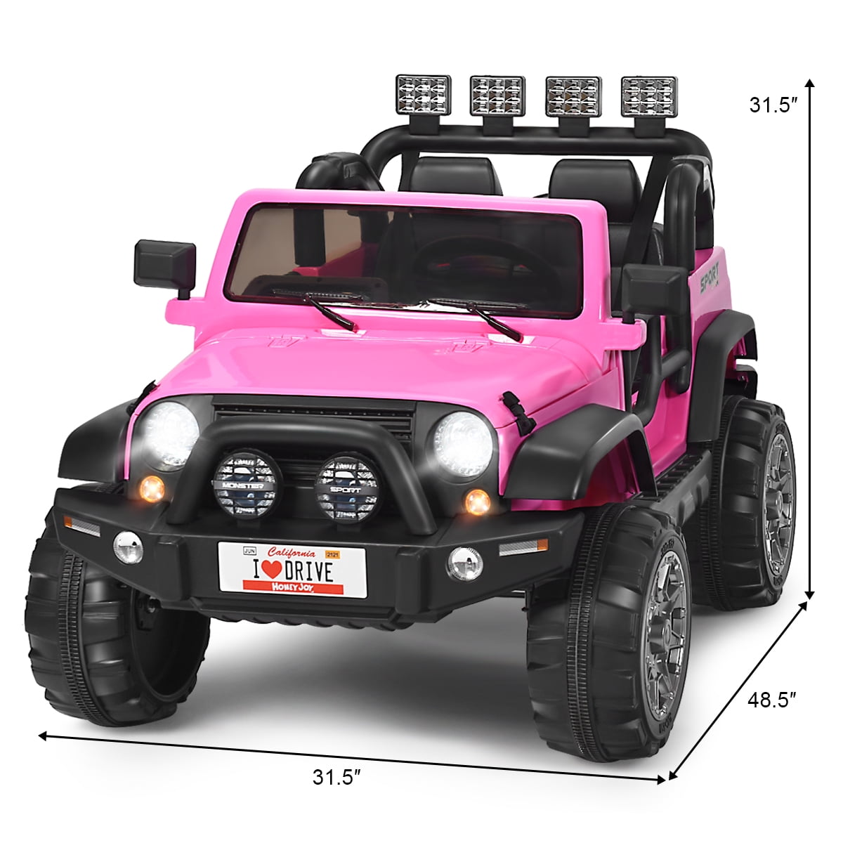Topbuy Pink 12 V Jeep Car Powered Ride-On with Remote Control 