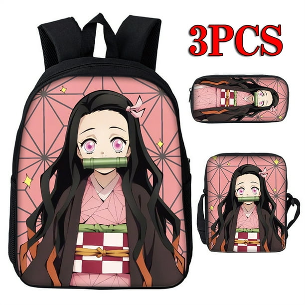 Nezuko Demon Slayer Backpacks, 3PCS Anime Demon Slayer Schoolbag