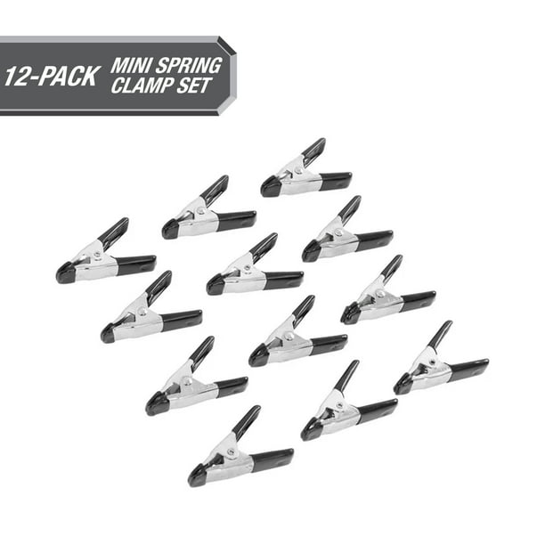 Hyper Tough 12Piece Mini Metal Spring Clamp Set