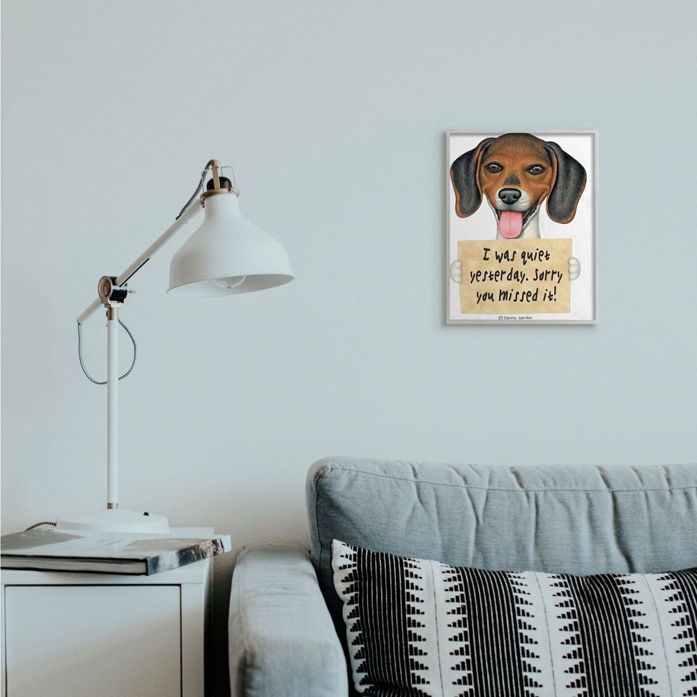 Stupell Industries I was Quiet Yesterday Phrase Beagle Pet Dog Humor Framed Wall Art Design by Danny Gordan